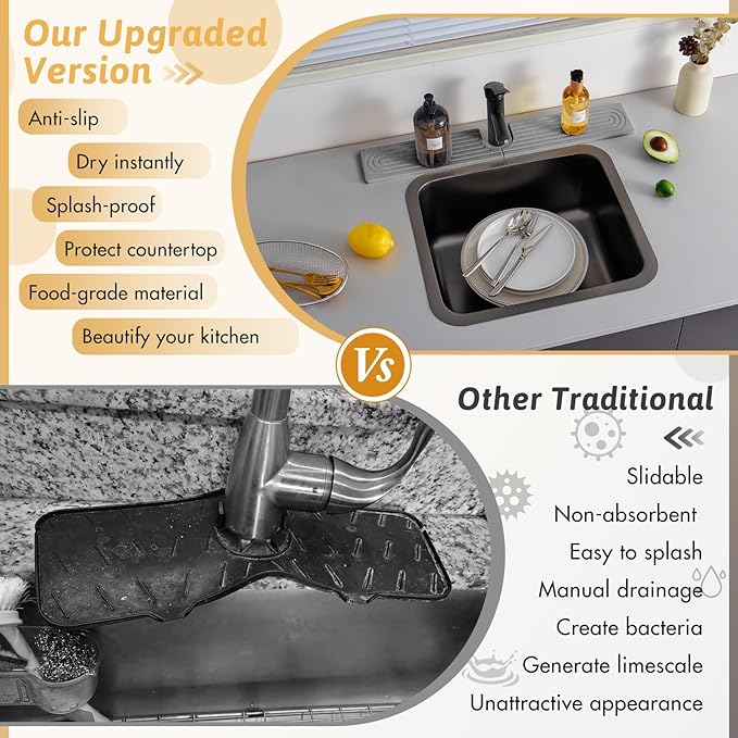 Stone Faucet Mat For Kitchen Sink, Super Absorbent, Sink Stone Quick Dry Around