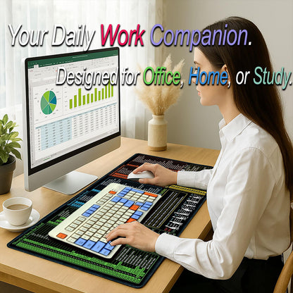 Raryine Excel/Word/Power Point/Windows Mouse pad,Non-Slip&Waterproof Large Gaming Office pc Desk mat(XXL 35.4x15.8 in),Over 200 Keyboard Shortcuts Mousepad