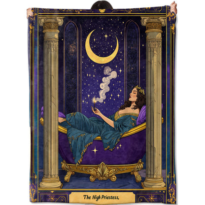 amepay Tarot Card Blanket Gifts for Women Adult Girls,The High Priestess Moonlit Throw Blankets,Soft Comfy Lightweight for Home Halloween Couch Bed Sofa Decor,Enchanting Night Sky Design 50x60in