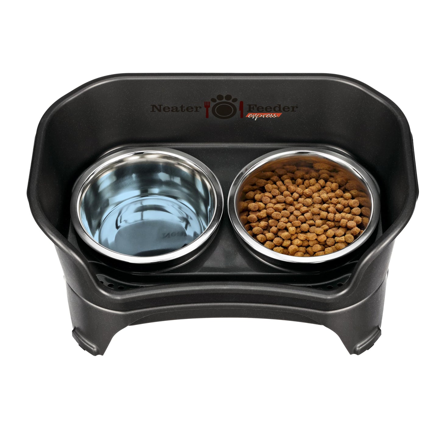 Neater Feeder Express Elevated Dog Bowls by Neater Pet Brands – Dog Bowls with Stand - Stainless Steel Food and Water Bowls – Raised Dog Bowl Set for Medium to Large Dogs, Midnight Black