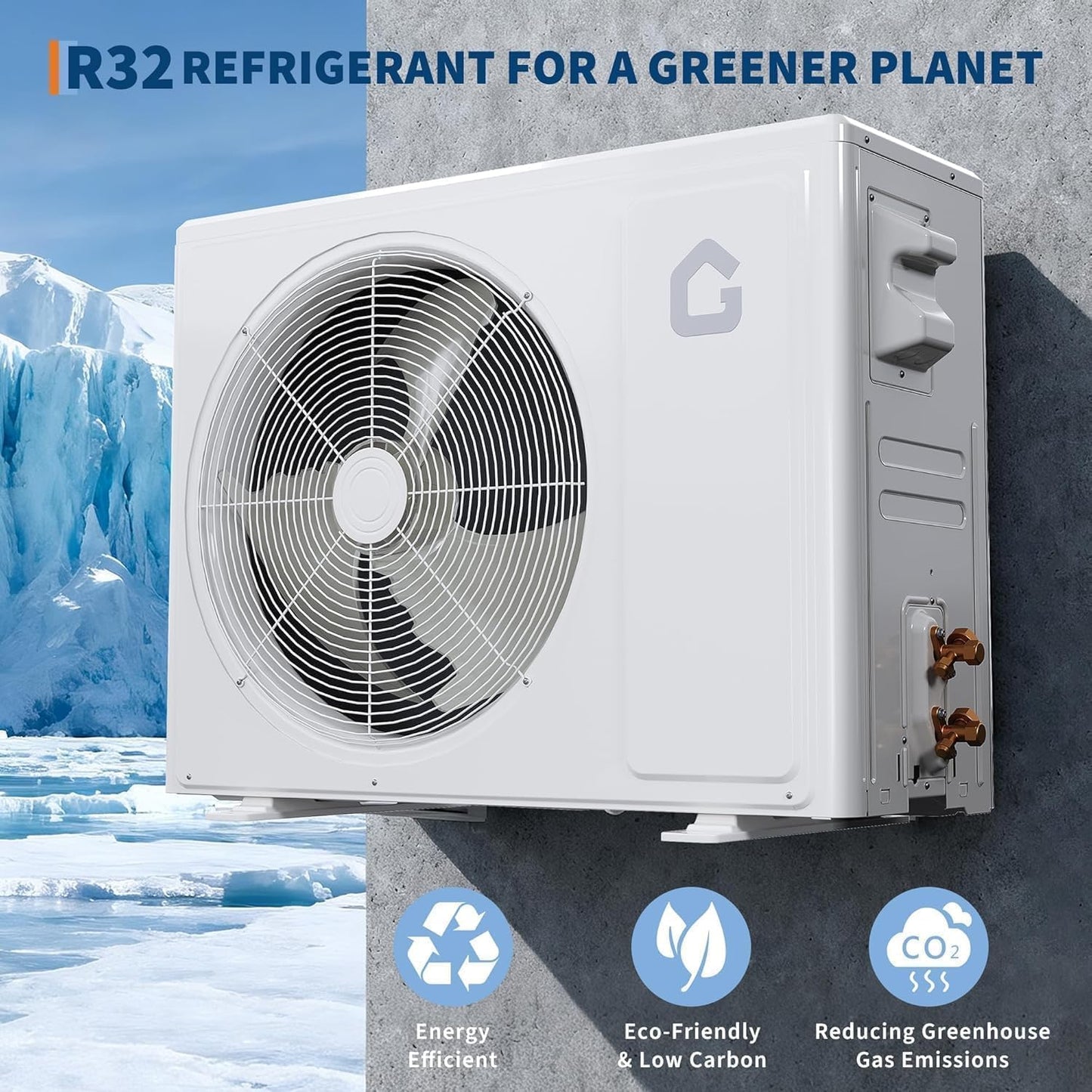 18,000 BTU Mini Split AC/Heating System, Mini Split Air Conditioners, 21 SEER2, Quiet Operation, 230V WIFI Enabled Energy Efficient Mini Split Unit, Installation Kits for Rooms Up to 1250 Sq.ft