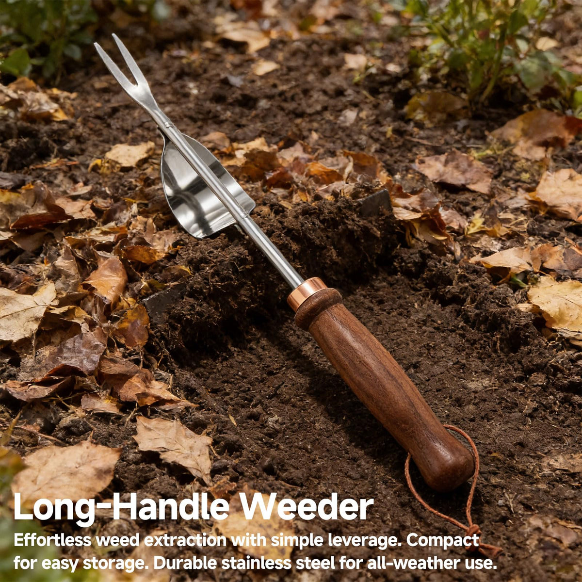 Zenrok Gardening Tools, 4 Pack Garden Tool Set with Wooden Handles Hand Tools with Transplanting Hand Shovel, Rake and Root Picker Ideal for Digging and Planting