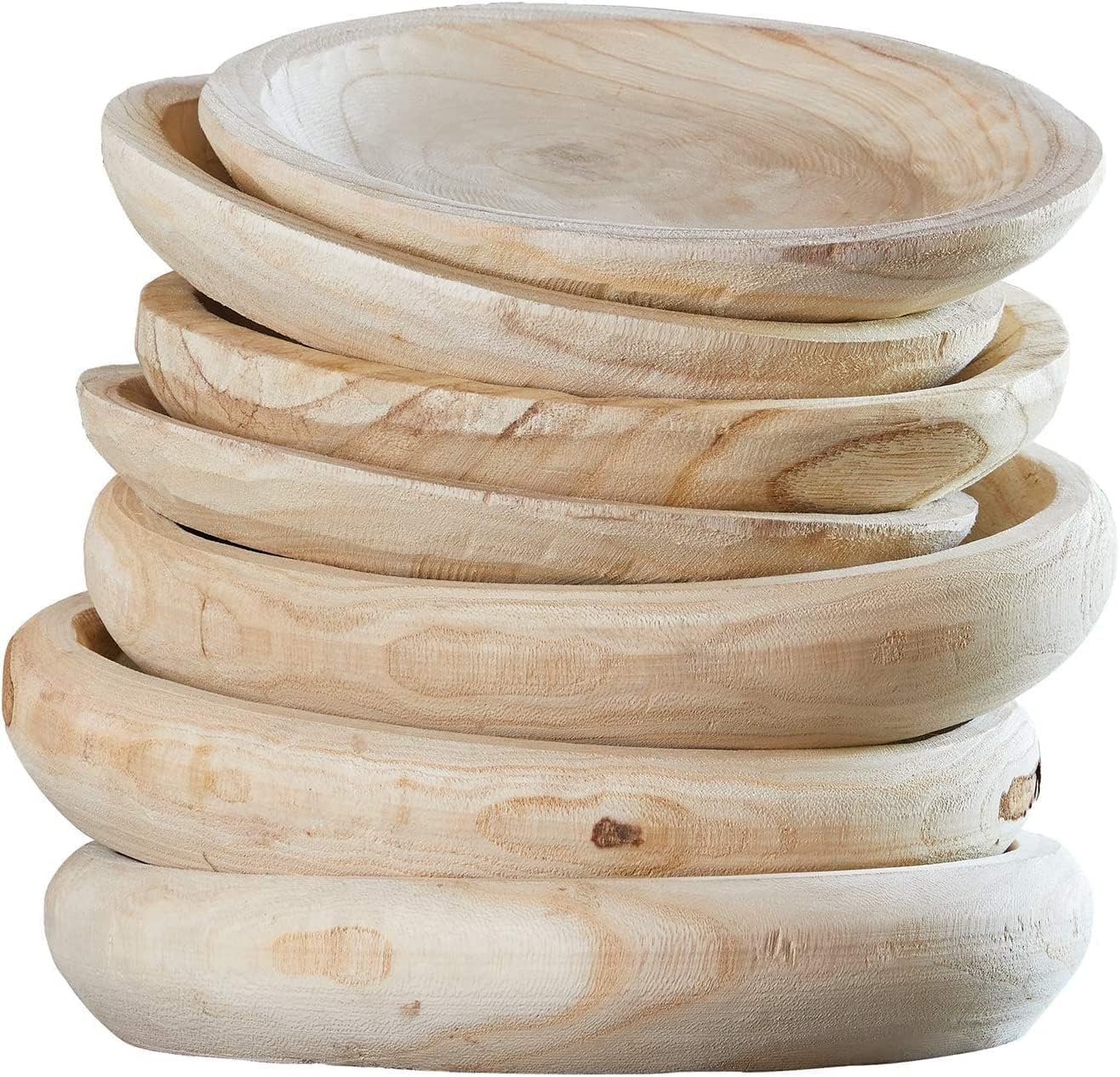 BOLTCORRSE Wooden Decorative Bowl – Hand Carved Natural Wood Fruit Bowl, Rustic Farmhouse Dough Bowl Decor, Wooden Serving Bowl for Coffee Table, Entryway Key Bowl or Kitchen Centerpiece