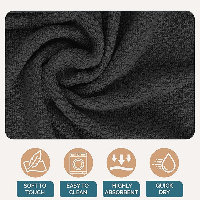 Casa Platino 8PC Cotton Kitchen Towels, Summer Grey Kitchen Towels