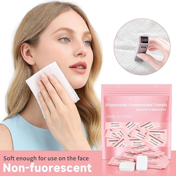 Disposable Compressed Face Towels, Ultra Soft Large Size Compressed Towel