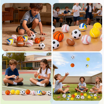 Tiaxidex 24 PCS Stress Balls, Sports Party Favors, Mini Sports Balls, Mini Foam Fidget Toys for Stress Anxiety Relief, Goodie Bag Stuffers, Office Classroom Stress Relief Gifts, Classroom Prizes