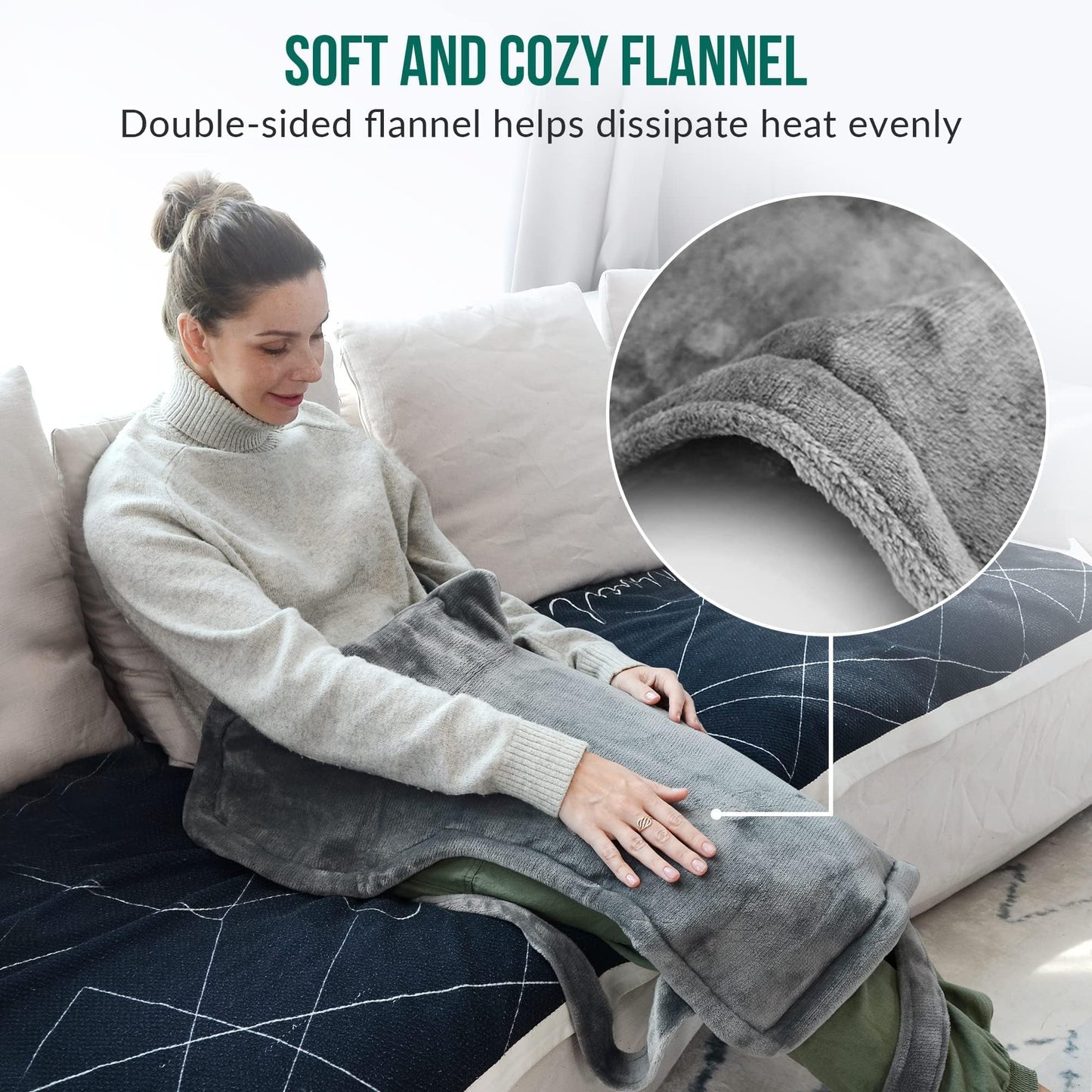 Snailax Heating Pad for Back Pain Relief, Christmas Gifts, Large Heating Pad for Neck Shoulder Back, Neck Warmer Weighted Wearable Back Heated Pad, Auto Shut Off, (Grey)