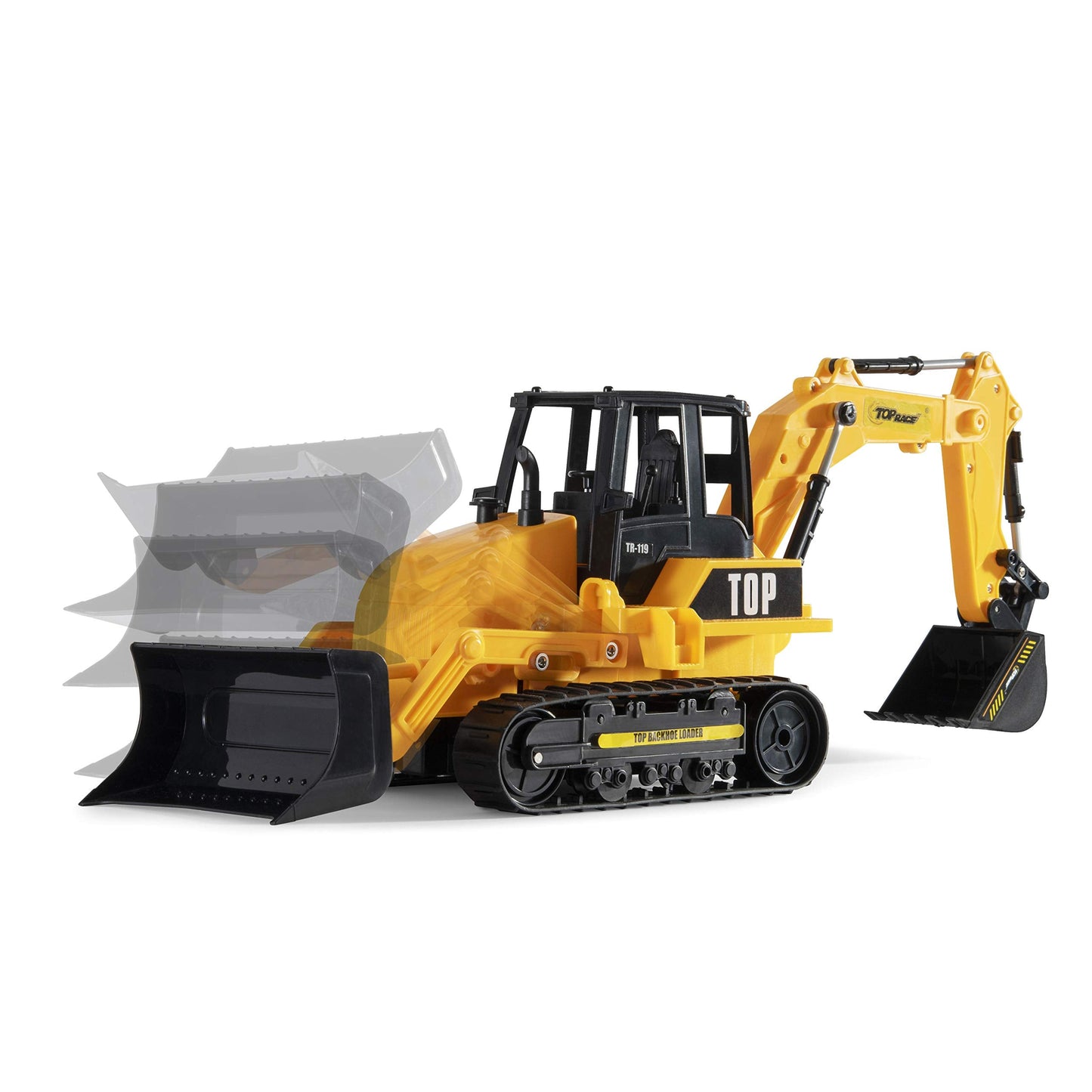 Top Race 8-Channel RC Excavator Tractor - Fully Functional Backhoe Loader with Lights and Sound - Remote Control Construction Digger Toy for Kids Ages 3+