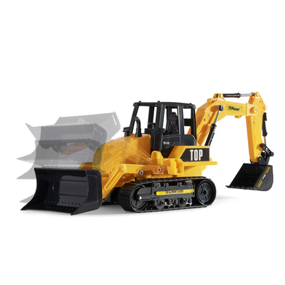 Top Race 8-Channel RC Excavator Tractor - Fully Functional Backhoe Loader with Lights and Sound - Remote Control Construction Digger Toy for Kids Ages 3+