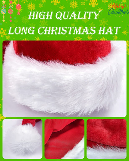 Seiddons Soft Velvet Santa Claus Hat for Adults, Unisex Christmas and New Year