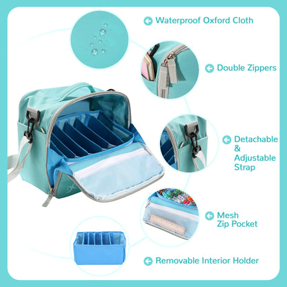 Togood Marker Organizer Bag - Large Storage Crossbody Tote for Marker Pens 130PCS+, Portable Art Supplies Case for Pens, Pencils, Books. Light Green