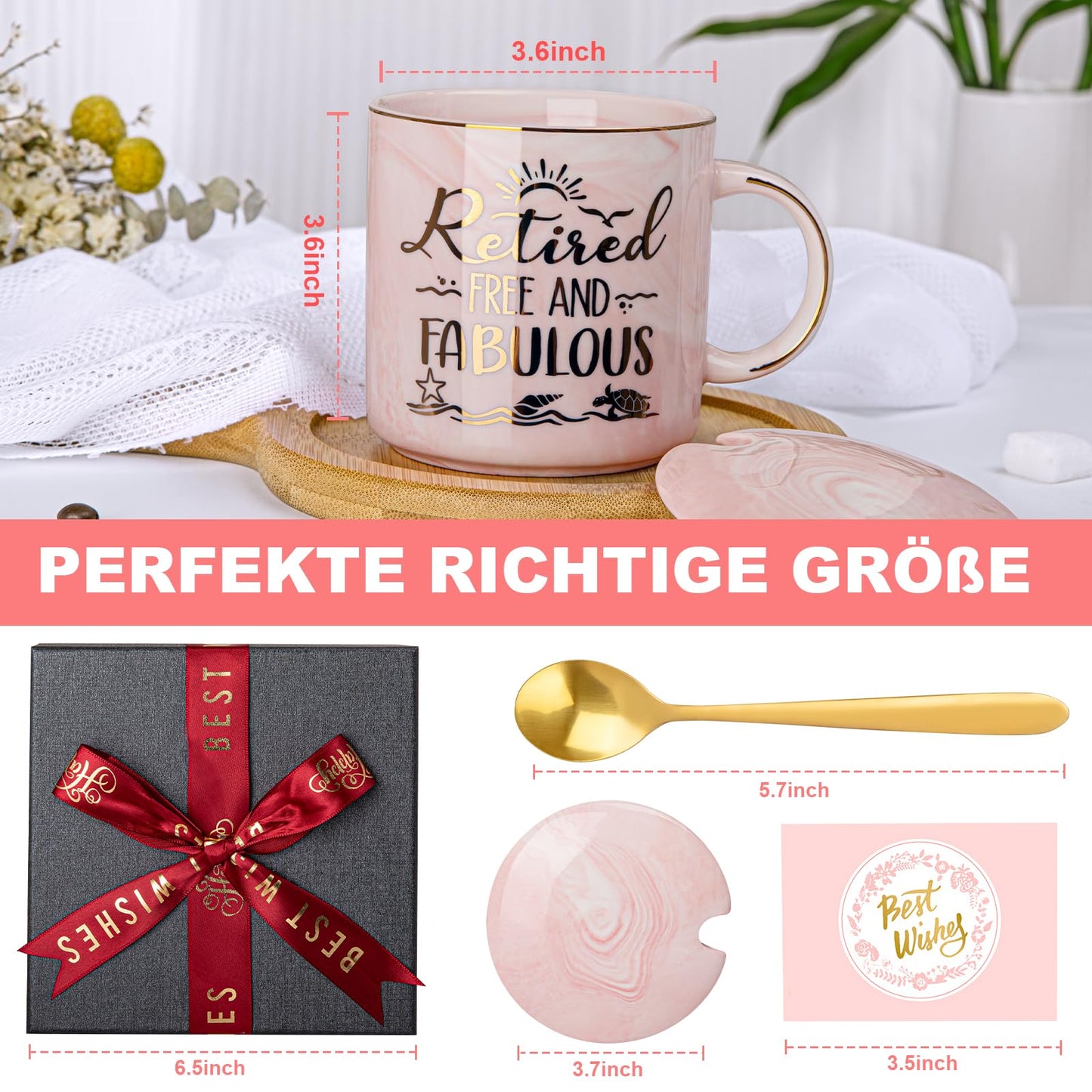 Best Friend Birthday Gifts for Women, Friendship Gifts for Women, Unique Birthday Valentines Day Gift Ideas for Her, Friends Female, Besties, BFF Ceramic Marble Coffee Mug Gift Box Printed Gold 14 oz
