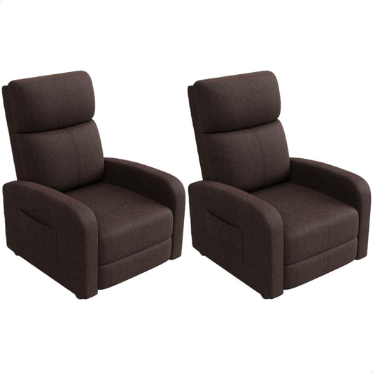 Garvee Recliner Chair for Adults Set of 2 PU Leather Lazy Recliner Ergonomic Adjustable Single Sofa Enhanced with Side Pocket, Tall Back, Wide Arms & Padded Seat, Home Theater Seating for Living Room