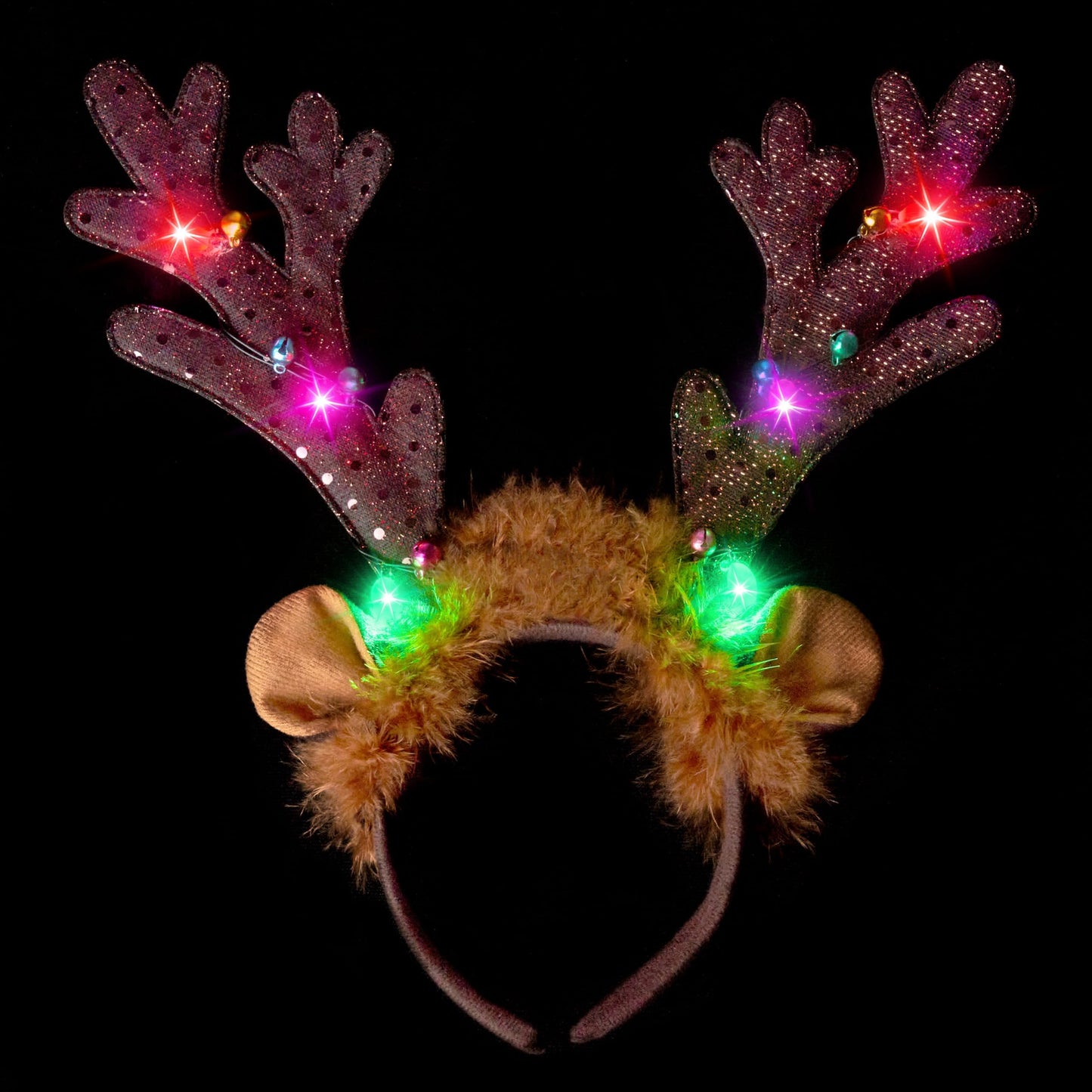 JOYIN 4 PCS Christmas Light Up Antler Headband, Long Antler Headband for Adult Kids Christmas Party Favor Supplies Xmas Accessories Holiday.