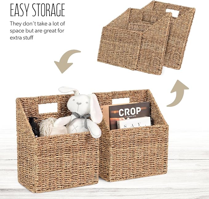 Wicker Hanging Storage Baskets, Seagrass Basket, Wall Decor Baskets, Seagrass