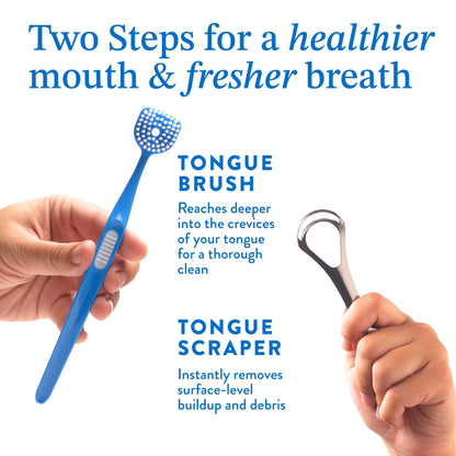 Mouthology Tongue Scraper for Adults (2 Pack), Reduce Bad Breath, Metal Tongue Scraper, Tongue Cleaner, Tongue Scraper, Stainless Steel Tongue Scraper, Tongue Cleaner for Adults, Tongue Scrubber