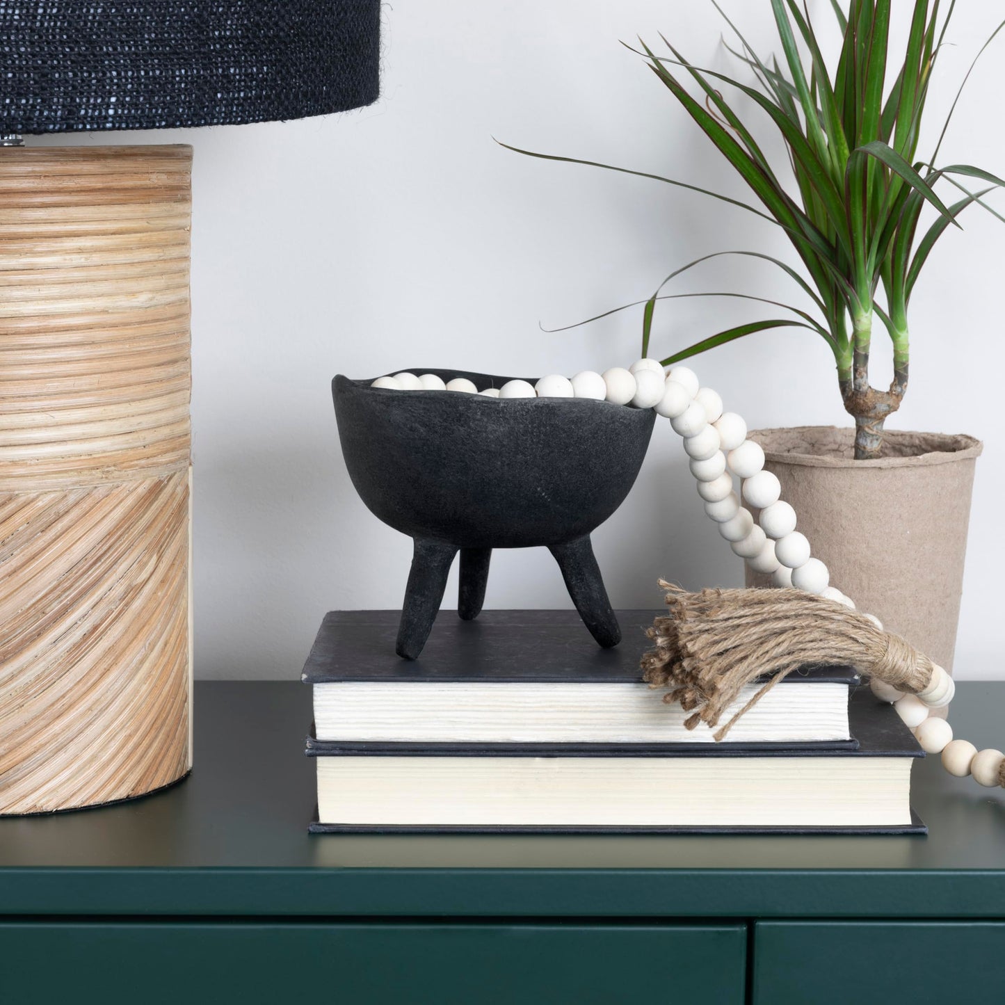 Creative Co-Op Boho Terracotta Footed Bowl, Slate Grey