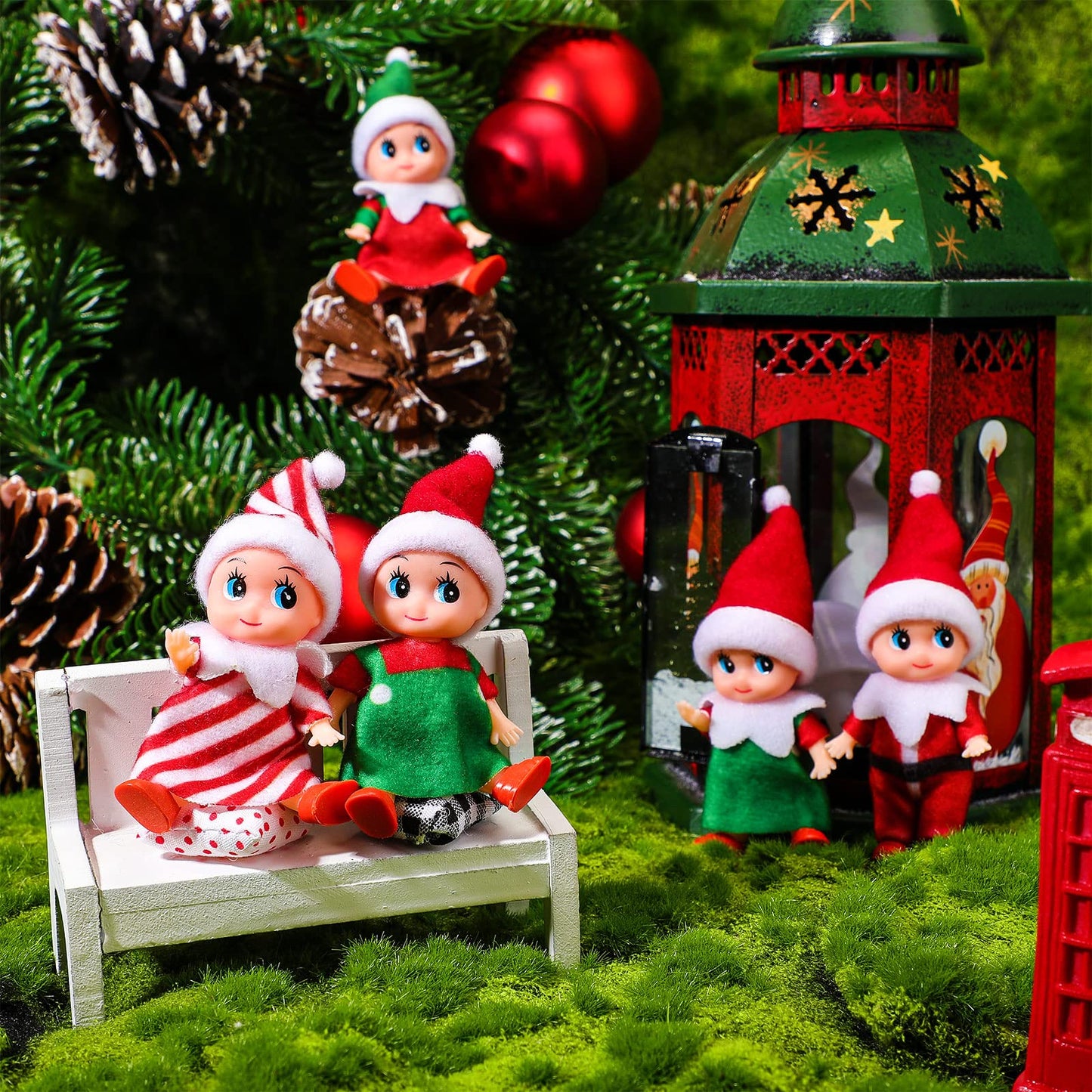 Sumind 11 Pieces Christmas Tiny Doll Plush Toys Baby Plush Dolls Novelty Toys Accessories for Little Girls Boys Holiday Christmas Easter New Year Decorations(Cute Style)