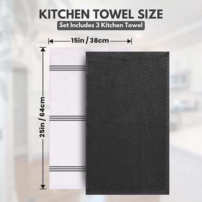Infinitee Xclusives Premium Kitchen Towels – Pack of 3, 100% Cotton |15 x 25|