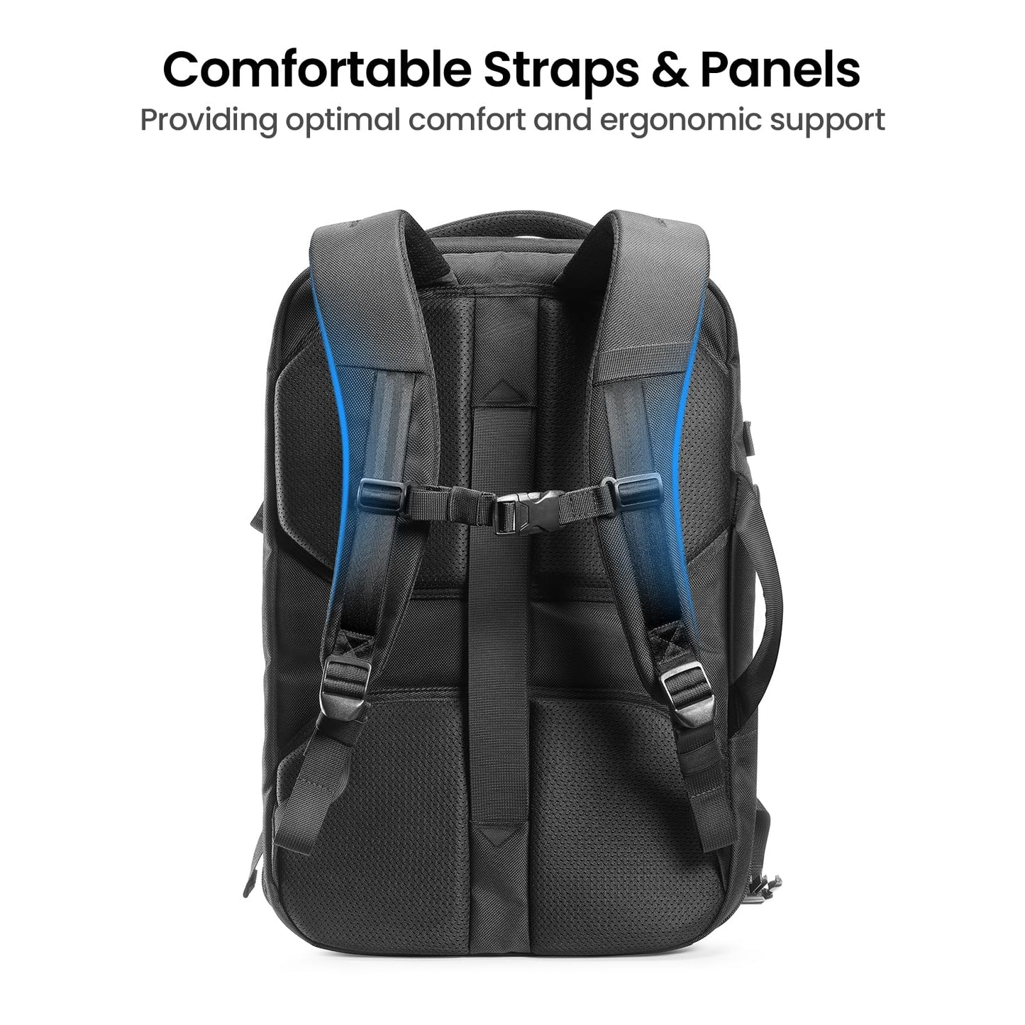 tomtoc Travel Backpack 40L, TSA Friendly Flight Approved Carry-on Luggage Hand Water-resistant Lightweight Business Rucksack, Durable Large Weekender Bag Daypack Fits 17.3 Inch Laptop, PFAS Free