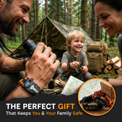 133 SUPPLY Tactical Paracord Compass Hiking Survival Bracelet Men Dad Gifts Camping Accessories Hiking Gear Women Hunting Gear Fishing Essentials Flint Steel Tool Fire Starter Kit Whistle Bear Safety