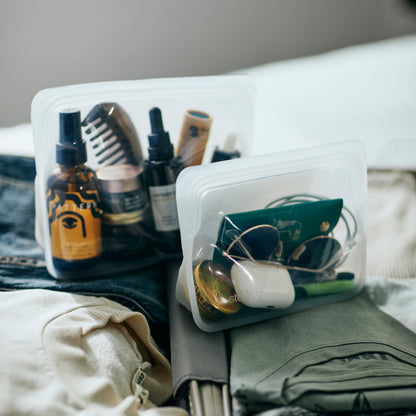 Stasher Premium Silicone Reusable Food Storage Stand-Up Mid Bag, Clear, Microwave, Sous Vide, Dishwasher, Oven and Freezer Safe, BPA Free, Leak-free, Eco-friendly, 56 Oz
