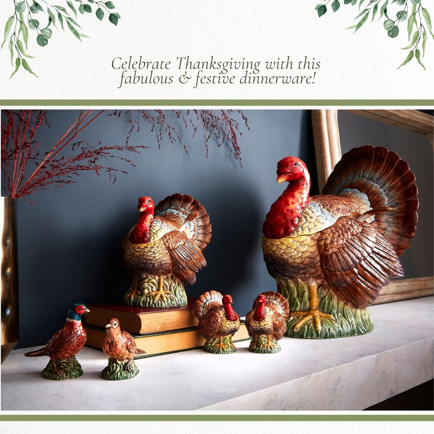 Spode 3.5" Pheasant-Shaped Salt and Pepper Shakers - Dolomite Ceramic Farmhouse Décor for Formal Dining, Decorative Salt & Pepper Set with Easy Refill Bottom Stoppers, Ideal for Thanksgiving Table