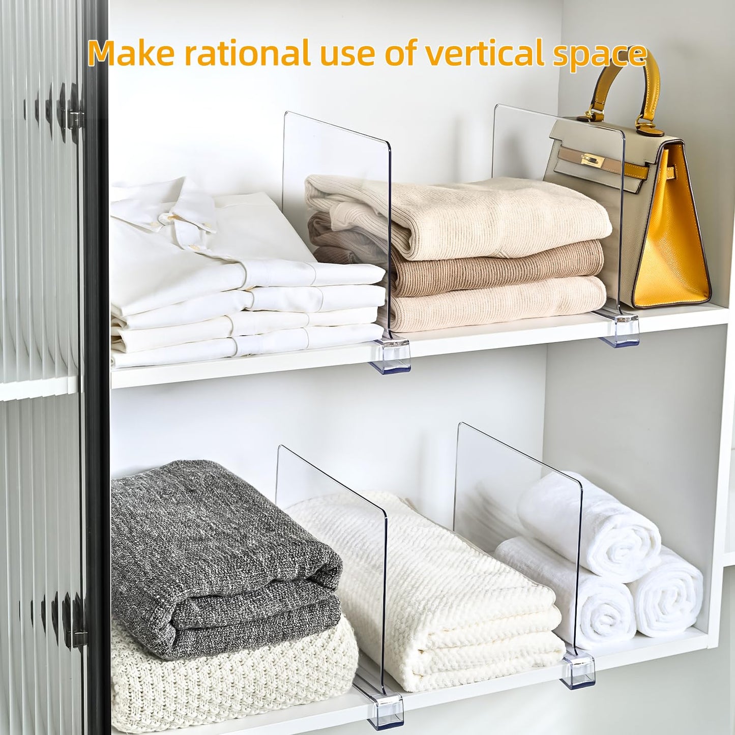 Uni HIMO Shelf Dividers，Vertical Purse Organizer for Closet，Thickened and Sturdy Shelf Organizer for Sweater, Shirts, Handbags,8" Tall x 11" (6 Pcs)