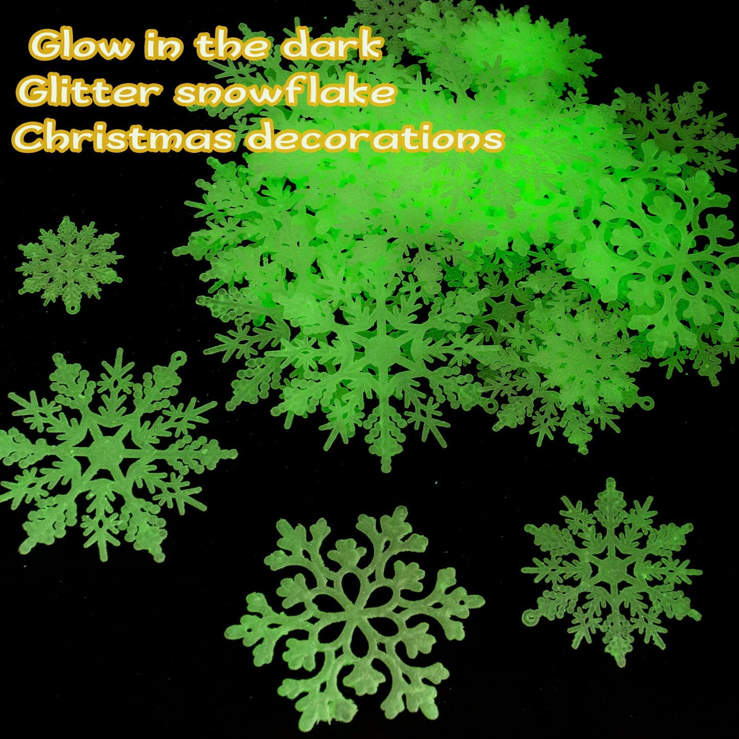 Christmas Snowflake Ornament Glow in The Dark Decorations- 36Pcs Luminous Plastic Snowflake Ornaments for Christmas Tree Decorations Winter Wonderland Bedroom Home Frozen Party Supplies