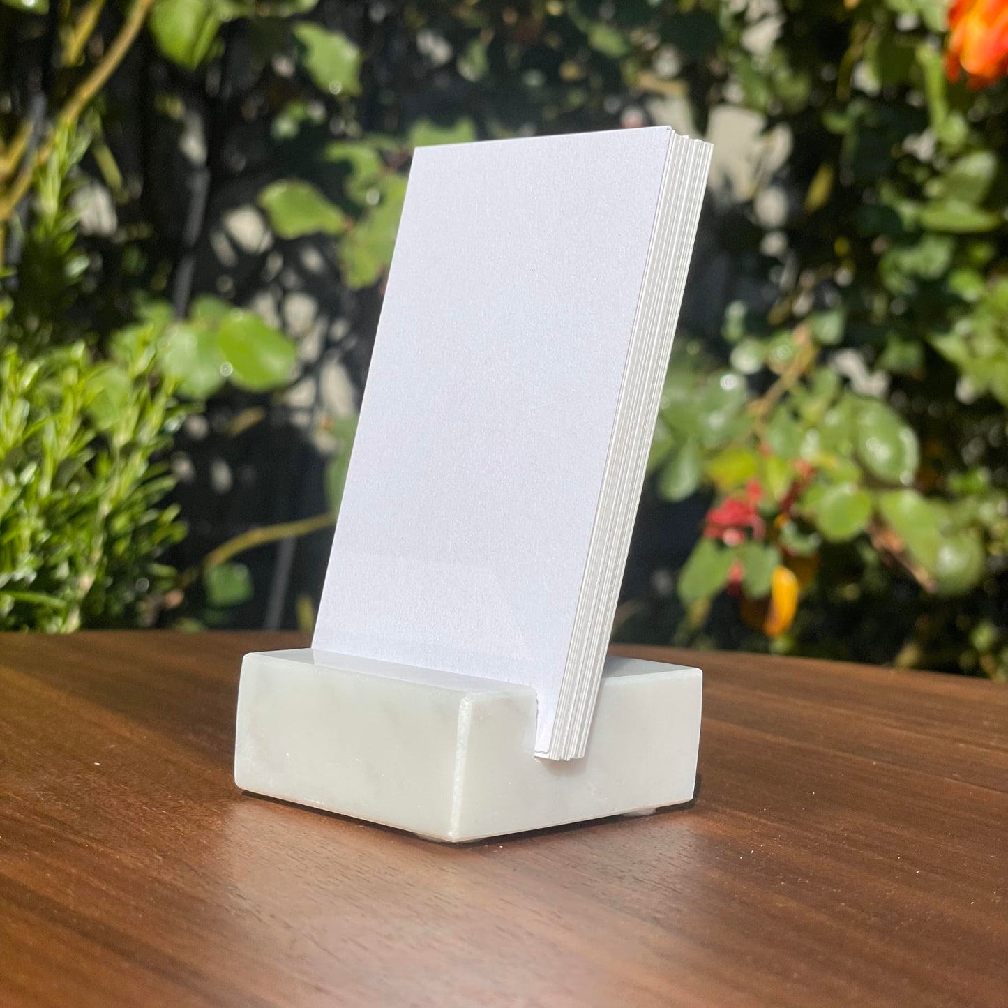 Craftsman Stoneworks Vertical Business Card Holder made from White Carrara Marble