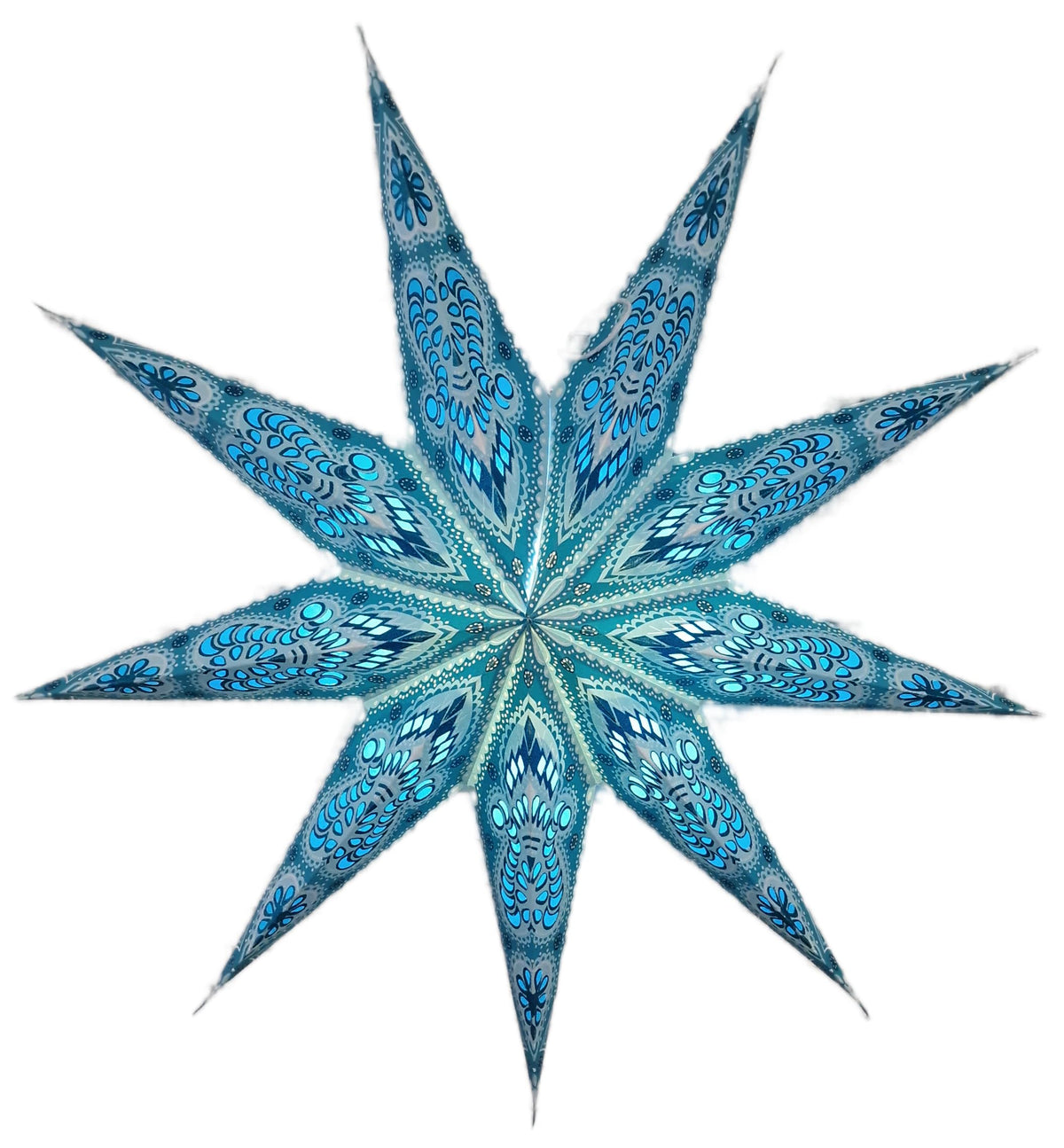 YEPSIO Lantern Lampshade 9 Pointed Paper Star Light Shades Large 60cm Star Hanging Decorations for Christmas Wedding Home Decoration Birthday Party (Turquoise)