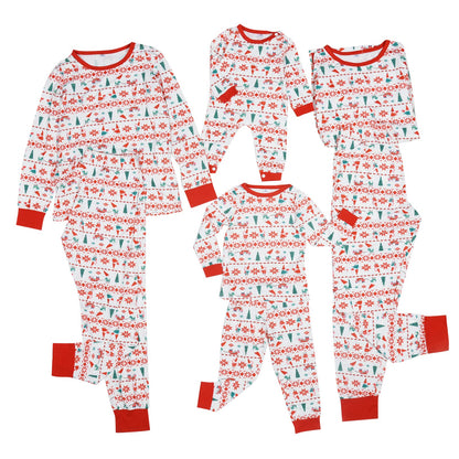 PopReal Christmas Pajamas for Family, Matching Family Christmas PJs Sets Blue Elk Tree Printed Top Sleepwear
