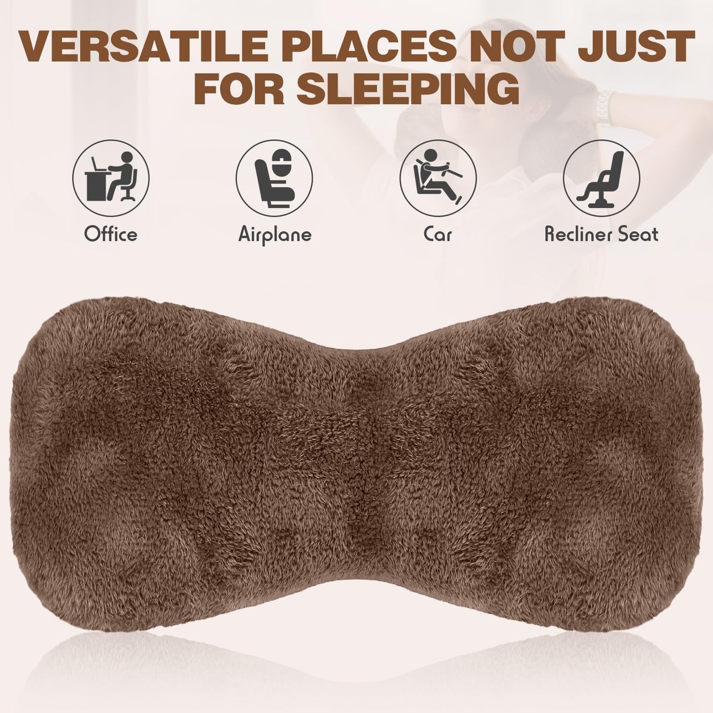 1 Pc Neck Pillow for Recliner Headrest Pillow Bone Shaped Chair Plush with Adjustable Strap Neck Support and Pain Relief Curve Head Cushion for Car Travel Airplane (Grey)