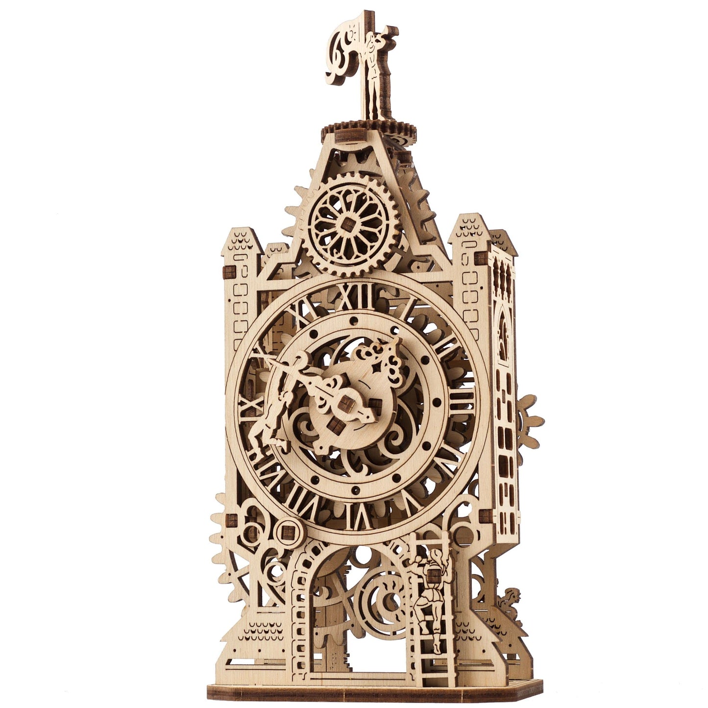UGEARS Wooden Model Kits For Adults to Build - Old Clock Tower 3D Wooden Puzzles For Adults - Mechanical Engineering Gifts for Fathers Day - Medieval-Inspired 3D Puzzle Clock with Moving Part - 44 Pcs