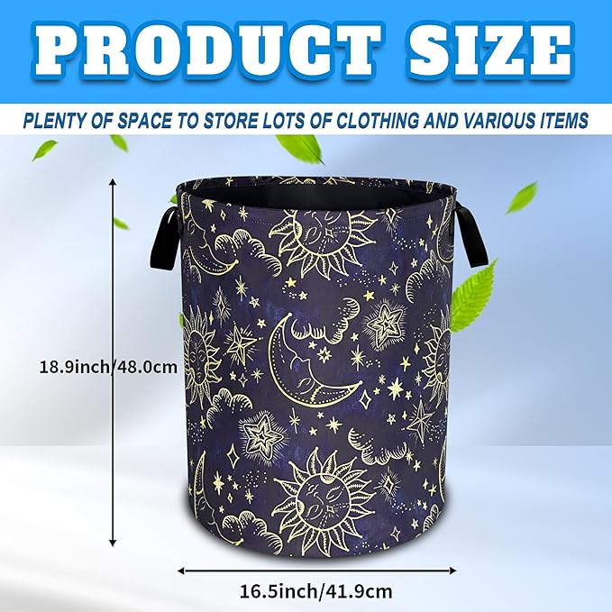 Celestial Sun Stars Moon Laundry Basket Oxford Cloth Funny Laundry Hamper