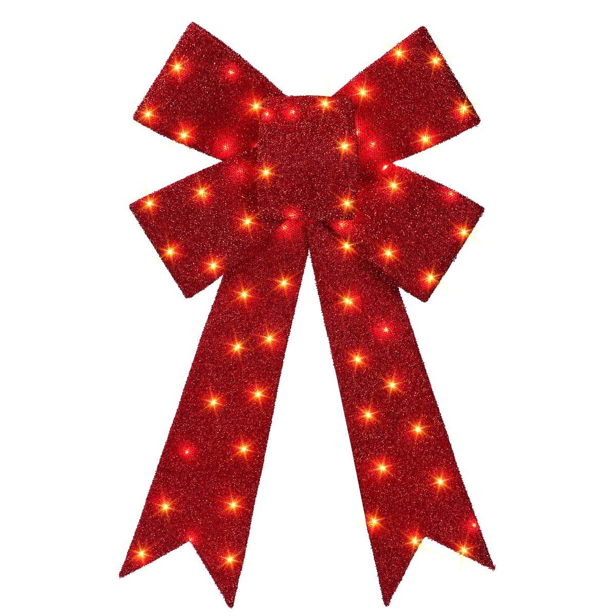 30 Inch Lighted Christmas Bow, 75 LED Pre-lit Outdoor Christmas Bow Decoration, Large Lighted Xmas Outdoor Bow for Front Door, Windows, Wall, Garage Decoration