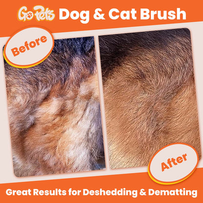 GoPets Pet Grooming Kit Bundle With 2 Sided Dematting Comb and Deshedding Rake + Double Sided Pin Brush and Bristle Brush for Dogs and Cats
