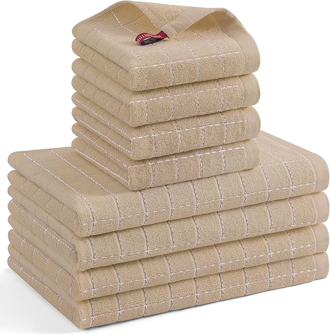 Mordimy 100% Cotton Terrycloth Kitchen Towels and Dishcloths Sets, Soft and