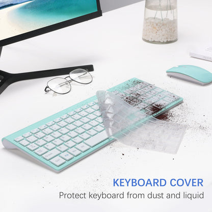 Wireless Keyboard and Mouse Ultra Slim Combo, TopMate 2.4G Silent Compact USB 2400DPI Mouse and Scissor Switch Keyboard Set with Cover, Batteries Included, for PC/Laptop/Windows/Mac - Gray Black