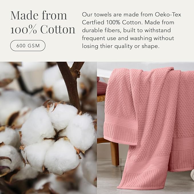 NY Loft 100% Cotton Bath Towel 4 Pack | Super Soft & Absorbent Quick-Dry Bath