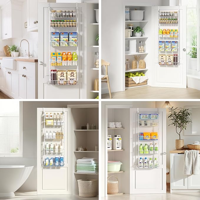 Delamu Over The Door Pantry Organizer, 5-Tier Pantry Door Organizers and Storage