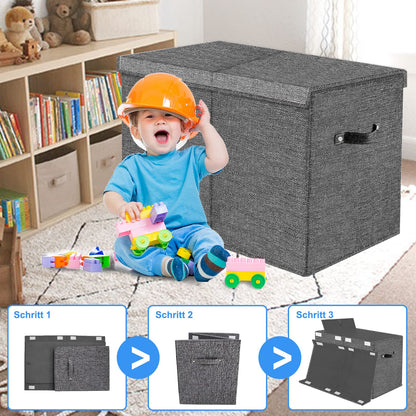 VERONLY Large Toy Box for Boys Girls, Foldable Storage Chest with Lid Fabric Storage Baskets Container Bins for Clothes, Bedroom, Blanket, Nursery, Books, Playroom, Kindergarten (Dark Grey)