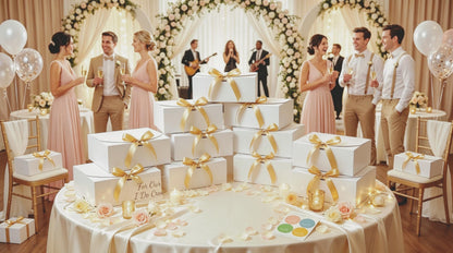 Treelement 10Pcs White Gift Boxes with Lids,10.6×7.8×3.1 Inch Bridesmaid Proposal Boxes with Ribbons and Stickers for Wedding Gifting,Birthday,Party Favors, Baby Shower,Return Gifts