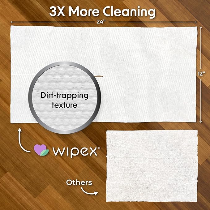 Wipex XL Wet Floor Wipes for Squeegee Stick, Cuban Mop or Sweeping Mop