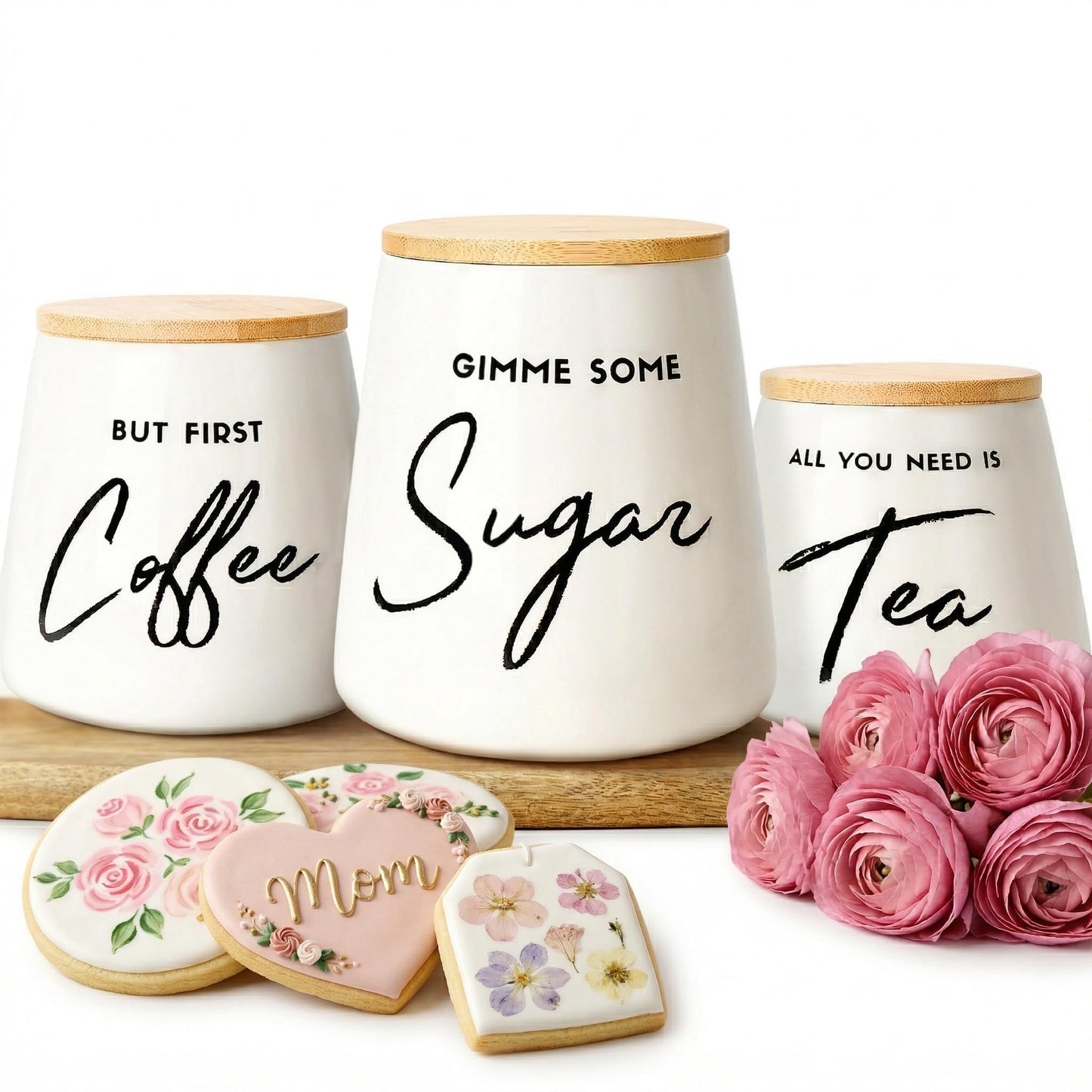 FIFTH FORK Coffee Bar Container Set - 3-Piece Airtight Kitchen Canisters