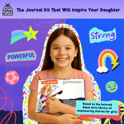 PURPLE LADYBUG Rebel Girls DIY Journal Kit for Girls Ages 6-12 - Creative Scrapbook Set with Stationery, Arts and Crafts Supplies - Diary Gift Set - Birthday Presents for 6 7 8 9 10 11 12 Years Old