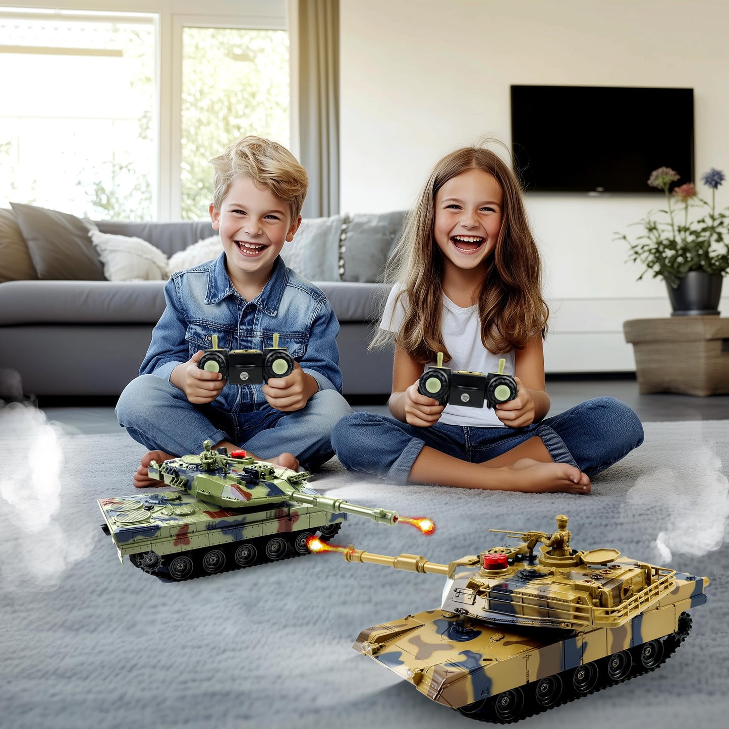 1/24 RC Tank,Remote Control Tank for Boys with Smoke, Lights & Sounds,2.4GHz Ger Leopard II Army Model,Military Toys Gift for Kids Ages 6+