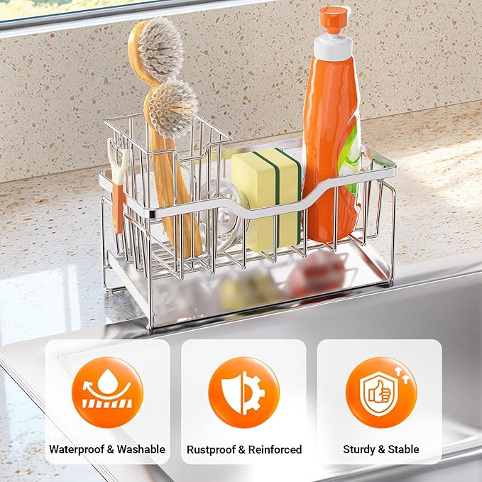 StorageRight Kitchen Sink Caddy Organizer, Rustproof Sponge Holder
