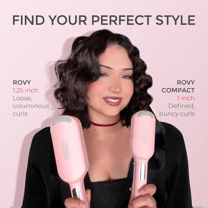 TYMO ROVY Hair Waver Crimper - Hair Curler, Deep Waver Curling Iron, Ionic Curling Wand with Ceramic Tourmaline Barrel for Women, Anti-Scald, Quick & Easy, Dual Voltage, Pink 25mm