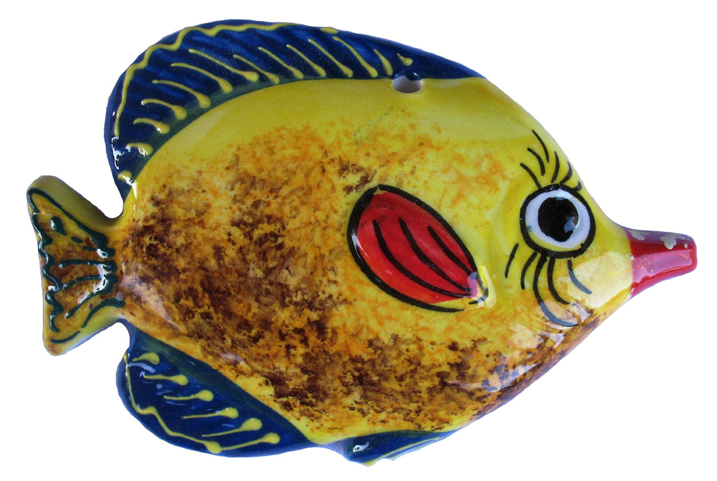 Cactus Canyon Ceramics Spanish Piranha Fish Wall Hanger, Yellow